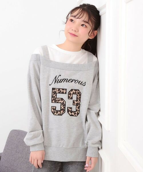 PINK-latte / ピンク ラテ カットソー | ナンバリングレイヤード風プルオーバー（グレー(012)）
