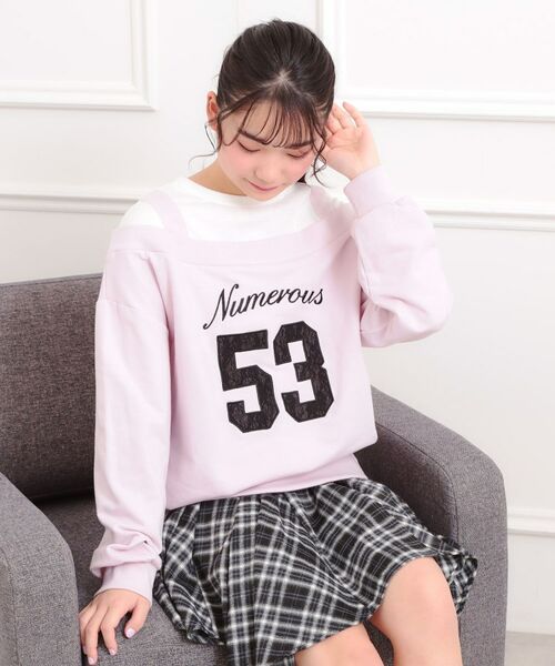 PINK-latte / ピンク ラテ カットソー | ナンバリングレイヤード風プルオーバー（ピンク(071)）