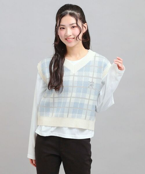 PINK-latte / ピンク ラテ その他トップス | 【セットアイテム】ニットベスト＋ロンT（サックスブルー(290)）