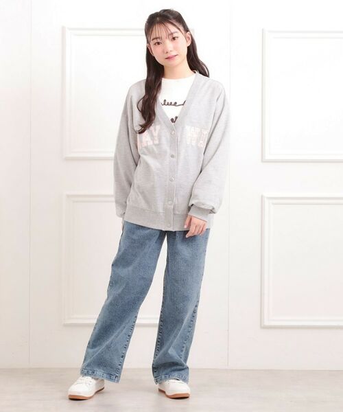 PINK-latte / ピンク ラテ カーディガン・ボレロ | Vネックカレッジアップリケ裏毛カーディガン | 詳細11