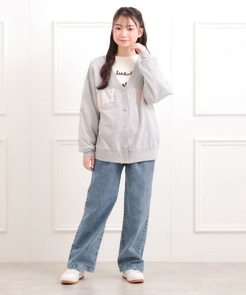 PINK-latte / ピンク ラテ カーディガン・ボレロ | Vネックカレッジアップリケ裏毛カーディガン | 詳細12