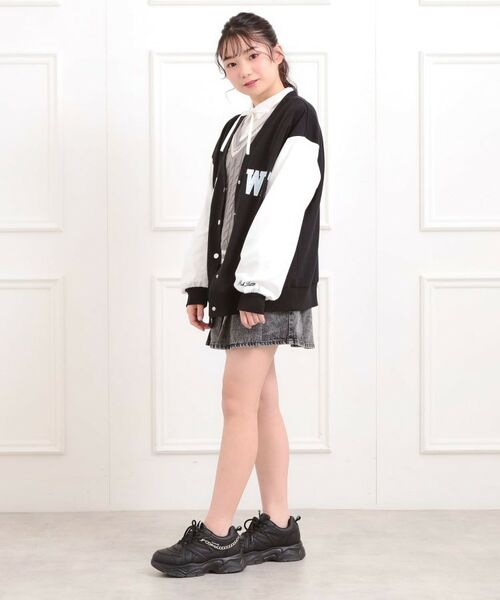 PINK-latte / ピンク ラテ カーディガン・ボレロ | Vネックカレッジアップリケ裏毛カーディガン | 詳細16