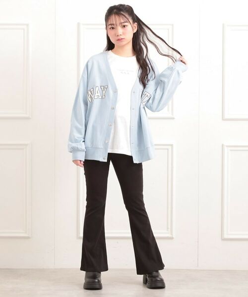 PINK-latte / ピンク ラテ カーディガン・ボレロ | Vネックカレッジアップリケ裏毛カーディガン | 詳細19