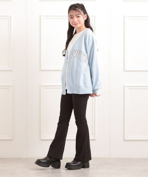 PINK-latte / ピンク ラテ カーディガン・ボレロ | Vネックカレッジアップリケ裏毛カーディガン | 詳細20