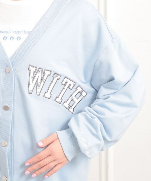 PINK-latte / ピンク ラテ カーディガン・ボレロ | Vネックカレッジアップリケ裏毛カーディガン | 詳細5