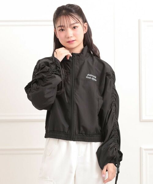 PINK-latte / ピンク ラテ レザーブルゾン・ジャケット | 袖ドロストブルゾン(ブラック(019))