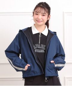 PINK-latte / ピンク ラテ レザーブルゾン・ジャケット | ロゴラインナイロンパーカーブルゾン