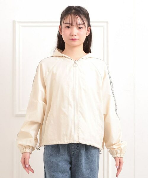 PINK-latte / ピンク ラテ レザーブルゾン・ジャケット | ロゴラインナイロンパーカーブルゾン | 詳細1