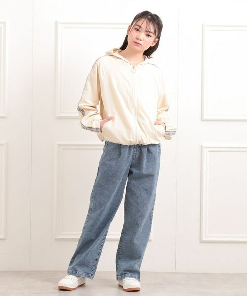 PINK-latte / ピンク ラテ レザーブルゾン・ジャケット | ロゴラインナイロンパーカーブルゾン | 詳細10