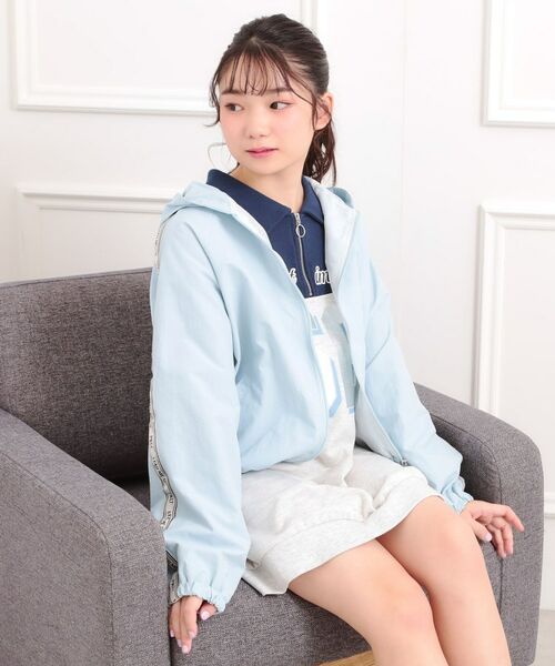 PINK-latte / ピンク ラテ レザーブルゾン・ジャケット | ロゴラインナイロンパーカーブルゾン | 詳細13