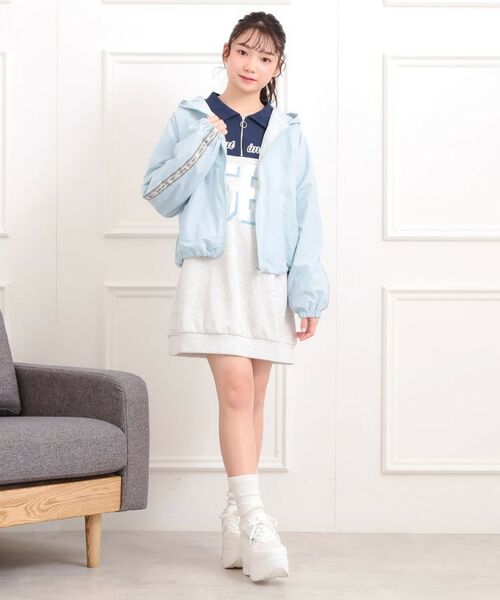 PINK-latte / ピンク ラテ レザーブルゾン・ジャケット | ロゴラインナイロンパーカーブルゾン | 詳細14