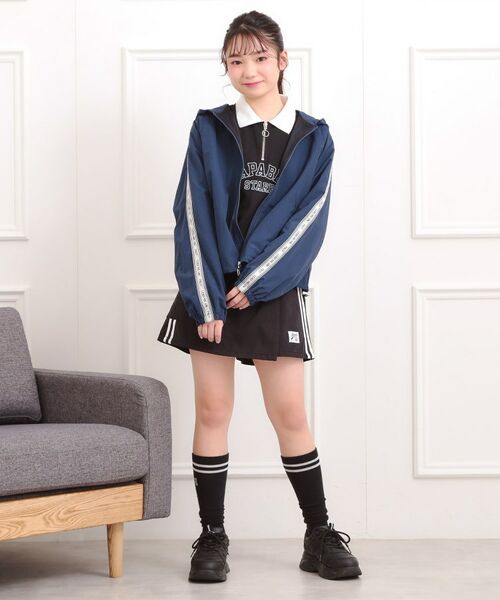 PINK-latte / ピンク ラテ レザーブルゾン・ジャケット | ロゴラインナイロンパーカーブルゾン | 詳細18