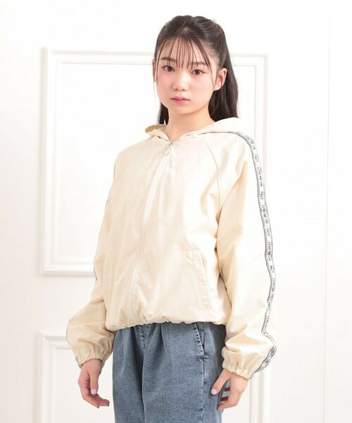 PINK-latte / ピンク ラテ レザーブルゾン・ジャケット | ロゴラインナイロンパーカーブルゾン | 詳細9