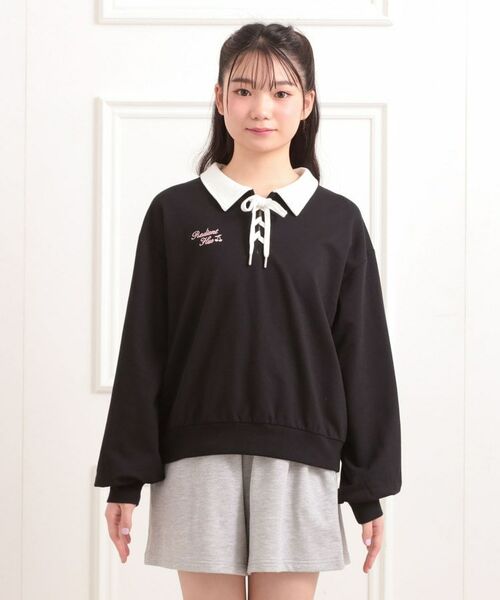 PINK-latte / ピンク ラテ セットアップ | 【セットアイテム】ミニ裏毛レースアップ+キュロットパンツ | 詳細1