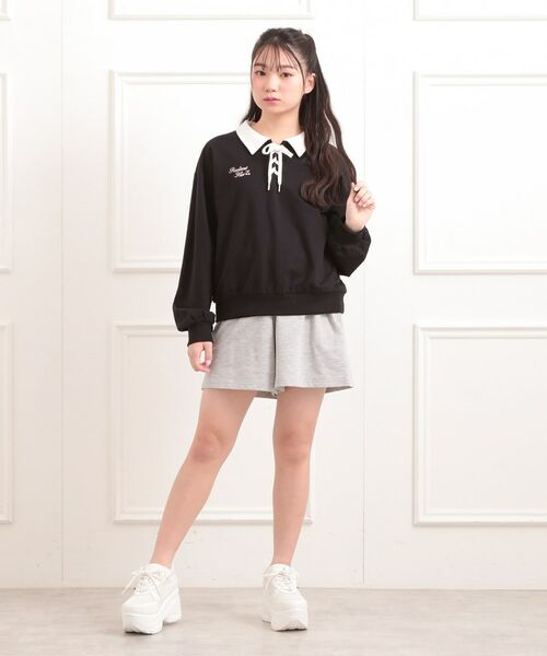 PINK-latte / ピンク ラテ セットアップ | 【セットアイテム】ミニ裏毛レースアップ+キュロットパンツ | 詳細19