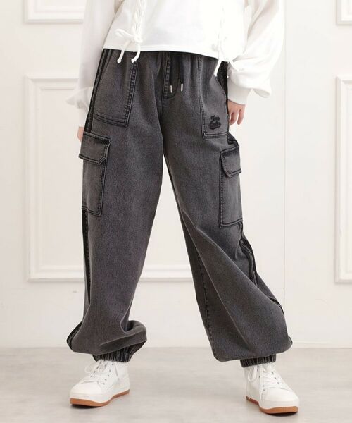 PINK-latte / ピンク ラテ デニムパンツ | ラインデニムカーゴパンツ(ブラック(419))