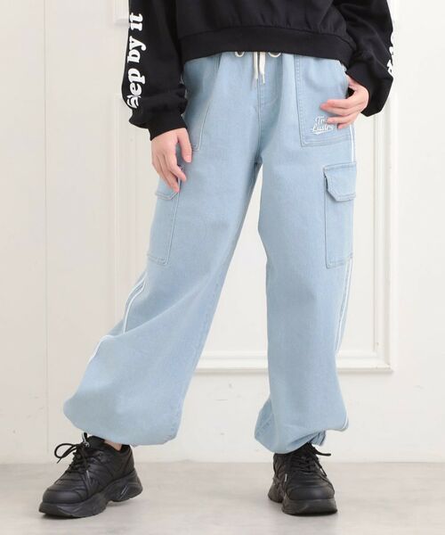 PINK-latte / ピンク ラテ デニムパンツ | ラインデニムカーゴパンツ(ブルー(491))