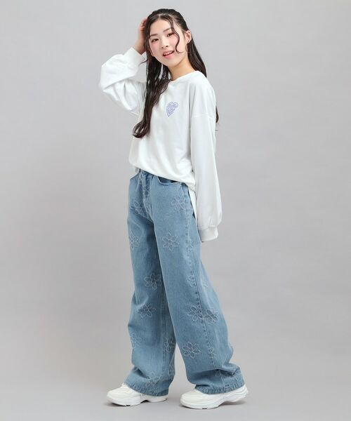 PINK-latte / ピンク ラテ デニムパンツ | フラワー柄デニムロングパンツ | 詳細10