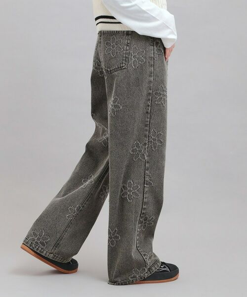 PINK-latte / ピンク ラテ デニムパンツ | フラワー柄デニムロングパンツ | 詳細12