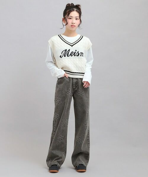 PINK-latte / ピンク ラテ デニムパンツ | フラワー柄デニムロングパンツ | 詳細13