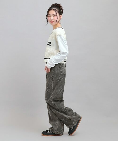 PINK-latte / ピンク ラテ デニムパンツ | フラワー柄デニムロングパンツ | 詳細14