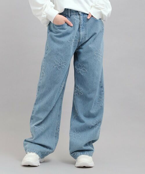 PINK-latte / ピンク ラテ デニムパンツ | フラワー柄デニムロングパンツ | 詳細8