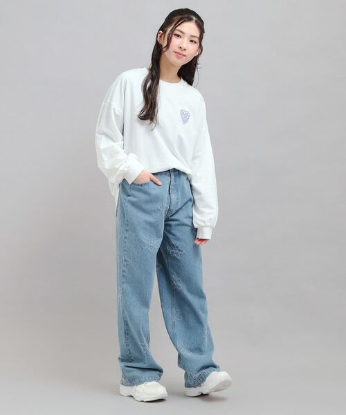 PINK-latte / ピンク ラテ デニムパンツ | フラワー柄デニムロングパンツ | 詳細9