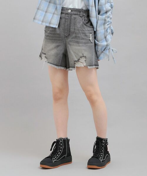 PINK-latte / ピンク ラテ デニムパンツ | デニムツイルダメージショートパンツ(ブラック(419))