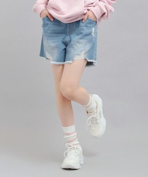 PINK-latte / ピンク ラテ デニムパンツ | デニムツイルダメージショートパンツ(ブルー(493))