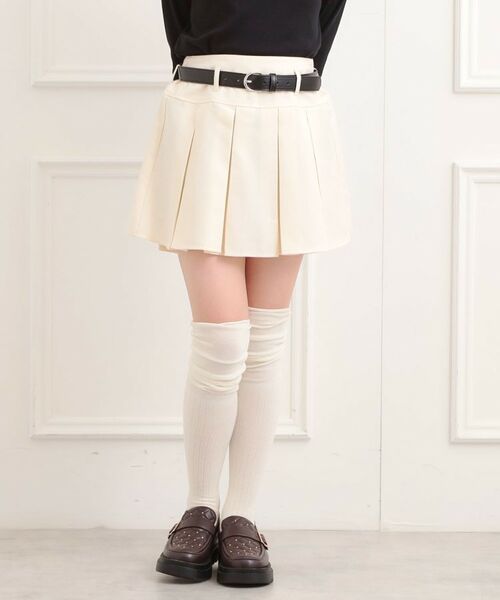 PINK-latte / ピンク ラテ ミニ・ひざ丈スカート | ベルト付きプリーツスカート(アイボリー(004))