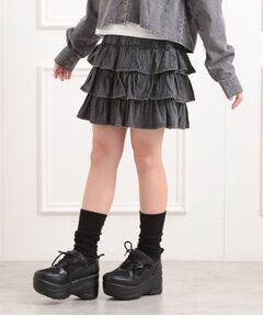 PINK-latte / ピンク ラテ ミニ・ひざ丈スカート | デニムティアードスカート