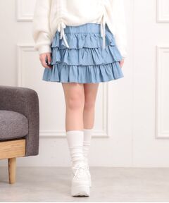 PINK-latte / ピンク ラテ ミニ・ひざ丈スカート | デニムティアードスカート