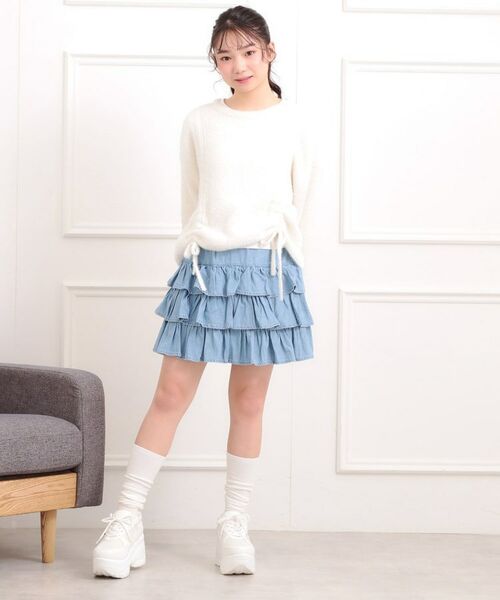 PINK-latte / ピンク ラテ ミニ・ひざ丈スカート | デニムティアードスカート | 詳細11