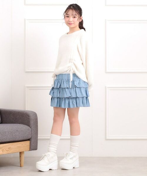 PINK-latte / ピンク ラテ ミニ・ひざ丈スカート | デニムティアードスカート | 詳細12