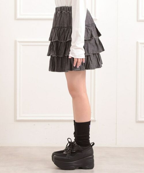 PINK-latte / ピンク ラテ ミニ・ひざ丈スカート | デニムティアードスカート | 詳細2