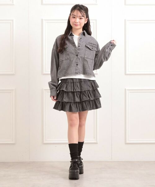 PINK-latte / ピンク ラテ ミニ・ひざ丈スカート | デニムティアードスカート | 詳細7