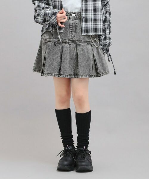 PINK-latte / ピンク ラテ ミニ・ひざ丈スカート | チェーン付きプリーツスカート（ブラック(419)）