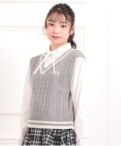 PINK-latte / ピンク ラテ シャツ・ブラウス | ニットベストレイヤード長袖シャツ