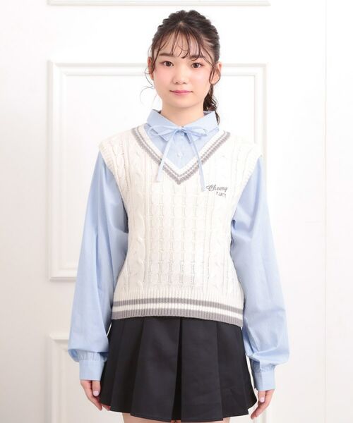 PINK-latte / ピンク ラテ シャツ・ブラウス | ニットベストレイヤード長袖シャツ | 詳細1