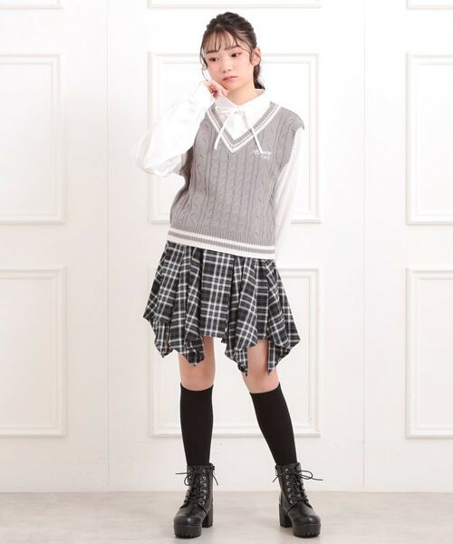 PINK-latte / ピンク ラテ シャツ・ブラウス | ニットベストレイヤード長袖シャツ | 詳細14