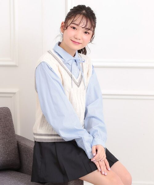 PINK-latte / ピンク ラテ シャツ・ブラウス | ニットベストレイヤード長袖シャツ | 詳細8