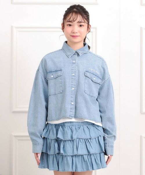 PINK-latte / ピンク ラテ その他トップス | 【セットアイテム】短丈デニムシャツ+ロンT | 詳細1