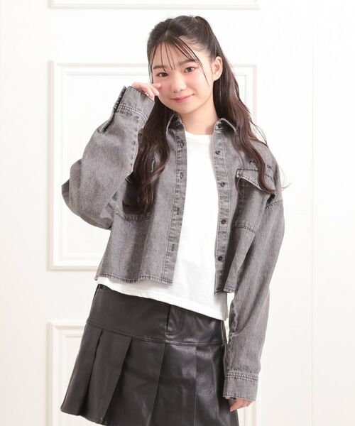 PINK-latte / ピンク ラテ その他トップス | 【セットアイテム】短丈デニムシャツ+ロンT(ブラック(419))