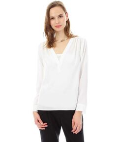 PINKY & DIANNE / ピンキーアンドダイアン シャツ・ブラウス | ストレッチデシンＶネックブラウス