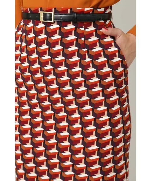 PINKY & DIANNE / ピンキーアンドダイアン スカート | ジオメトリックキューブプリントタイトスカート | 詳細7