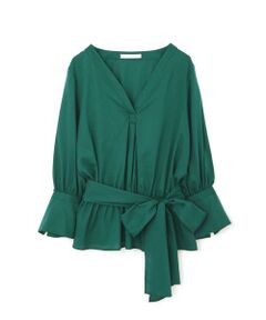 PINKY & DIANNE / ピンキーアンドダイアン シャツ・ブラウス | ワイドリボン付きVネックブラウジングシャツ