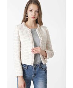 PINKY & DIANNE / ピンキーアンドダイアン テーラードジャケット | ◆かすりツイードノーカラージャケット