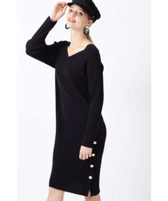 PINKY & DIANNE / ピンキーアンドダイアン ミニ丈・ひざ丈ワンピース | サイドスリットリブワンピース