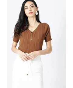 PINKY & DIANNE / ピンキーアンドダイアン ニット・セーター | ◆ヘンリーネックワイドＲＩＢトップス