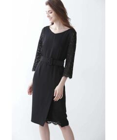 PINKY & DIANNE / ピンキーアンドダイアン ミニ丈・ひざ丈ワンピース | レースコンビタイトワンピース